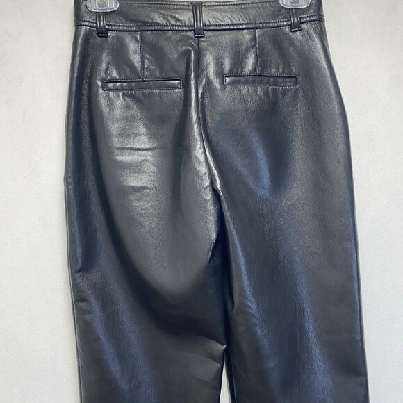 Aritzia Babaton Vegan Leather Command Cropped Pants Women Size 0 Black Mid-Rise - Picture 11 of 15